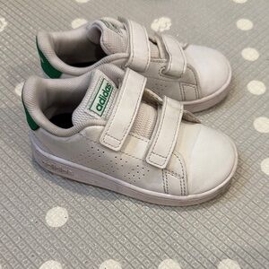 Adidas Kids White and Green Sneakers